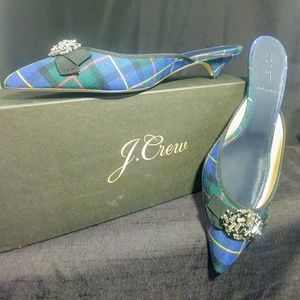 J. Crew plaid kitten mules